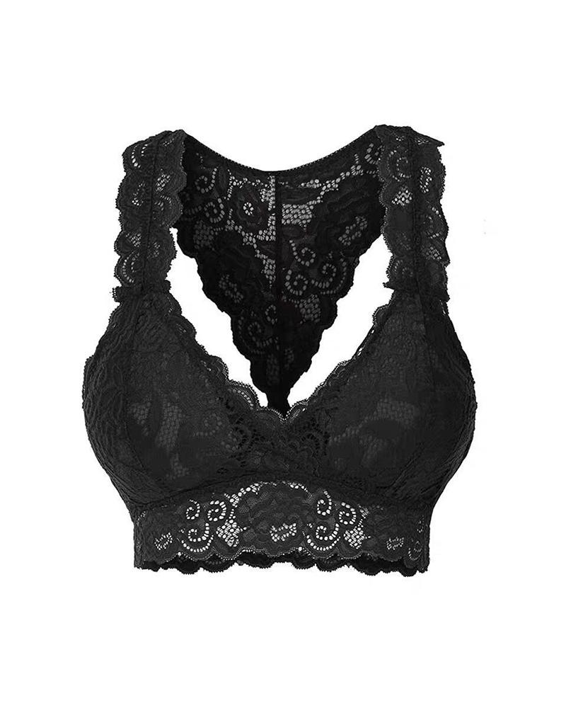 

Plain Lace Trim Bra, Black