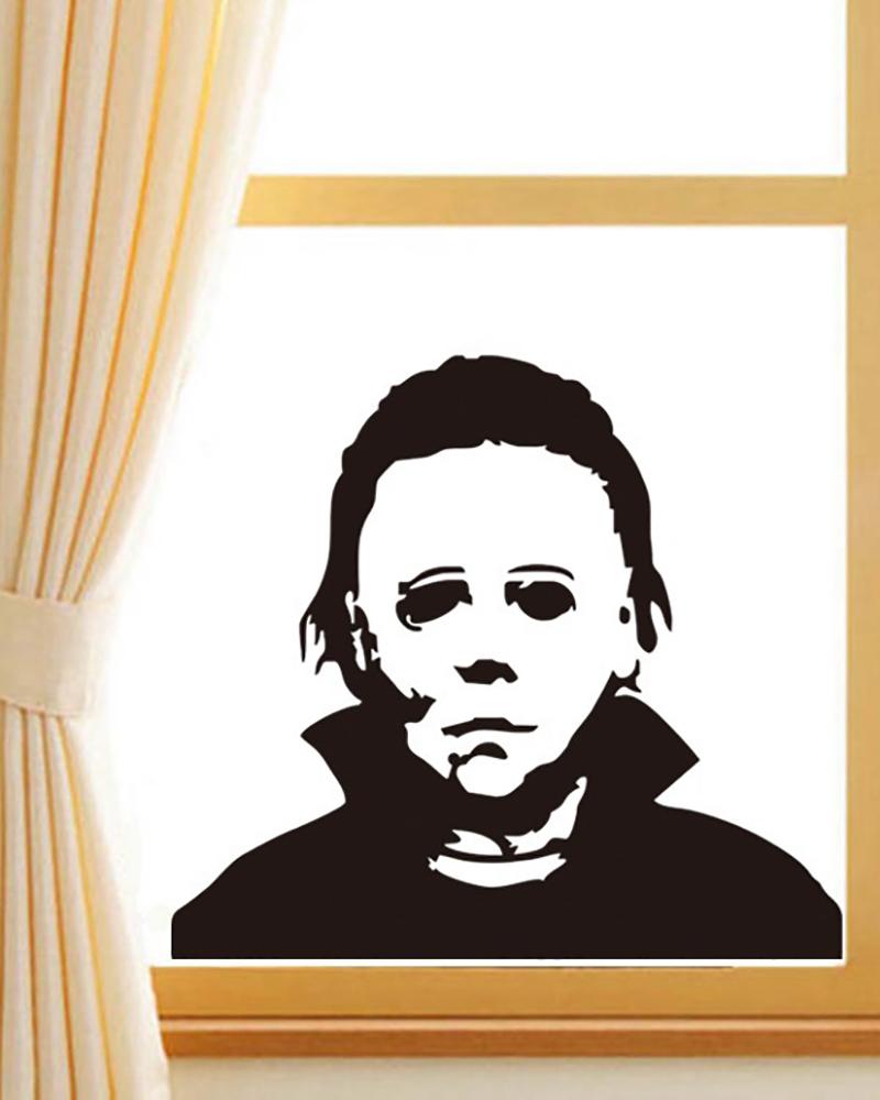 

Halloween Michael Myers Horror Living Room Sticker Funny Door Window Mirror Vinyl Art Ornament, Black