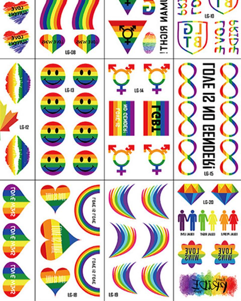 

1sheet Pride Month Rainbow Stripe Graphic Waterproof Temporary Face Tattoo Stickers, Style3