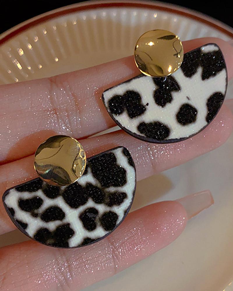 

1Pair Leopard Scallop-Shaped Vintage Earrings, Black