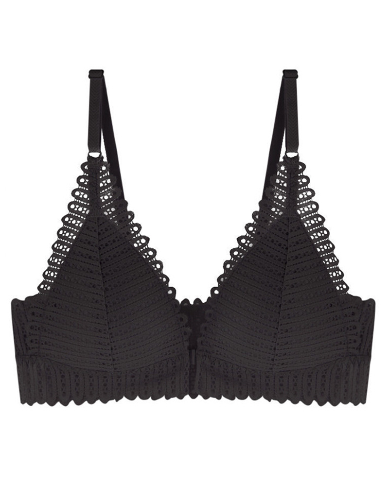 

Push Up Front Deduction Breathable Lace Bralette, Black