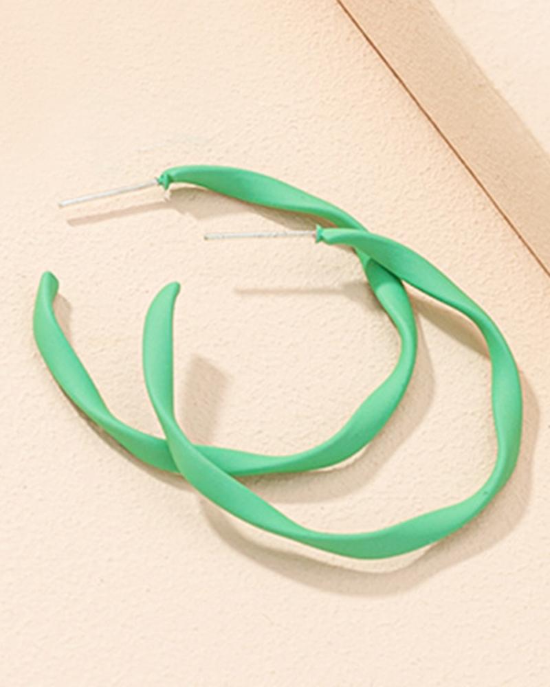 

1Pair Pastel Geometric Twisted Hoop Earrings, Green