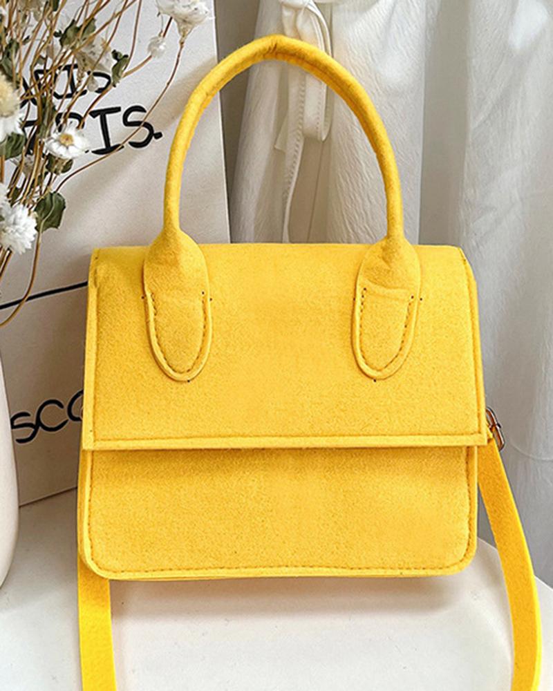 

Candy Color Plain Crossbody Bag, Yellow