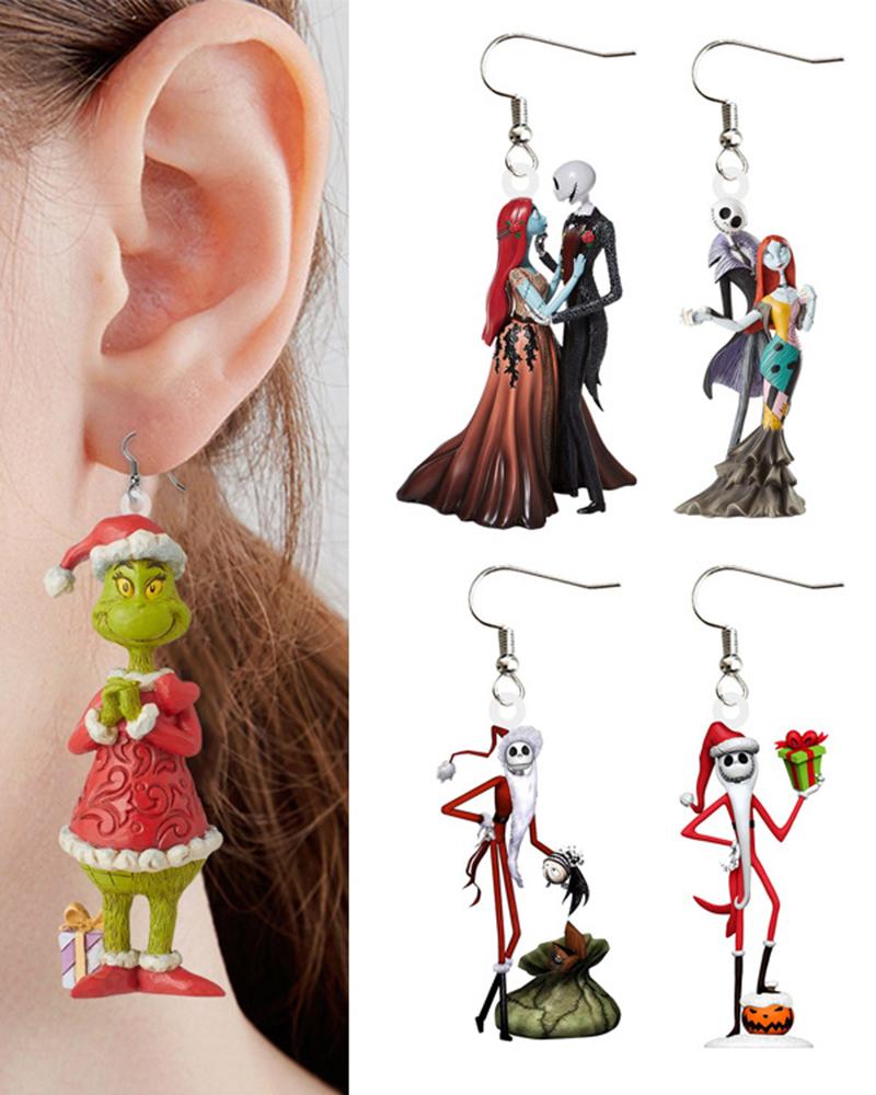 1 par de aretes colgantes con forma de gráfico navideño