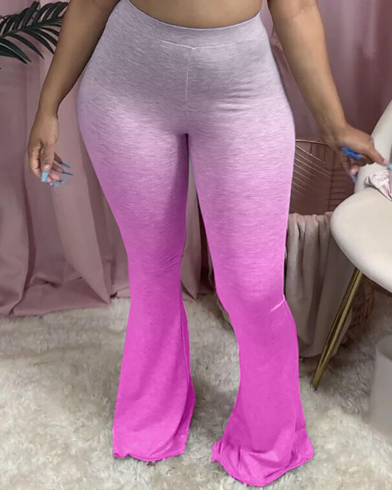 

Gradient Color High Waist Casual Bootcut Pants, Purple