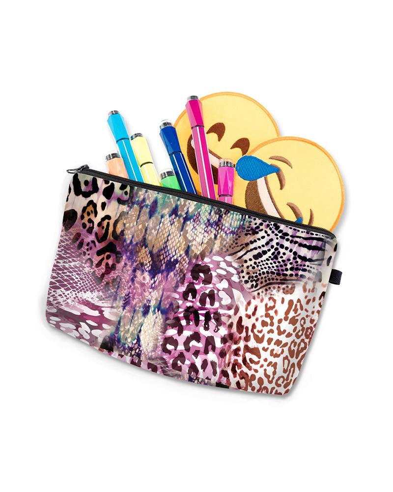 

Cheetah Snakeskin Print Makeup Bag, Multicolor