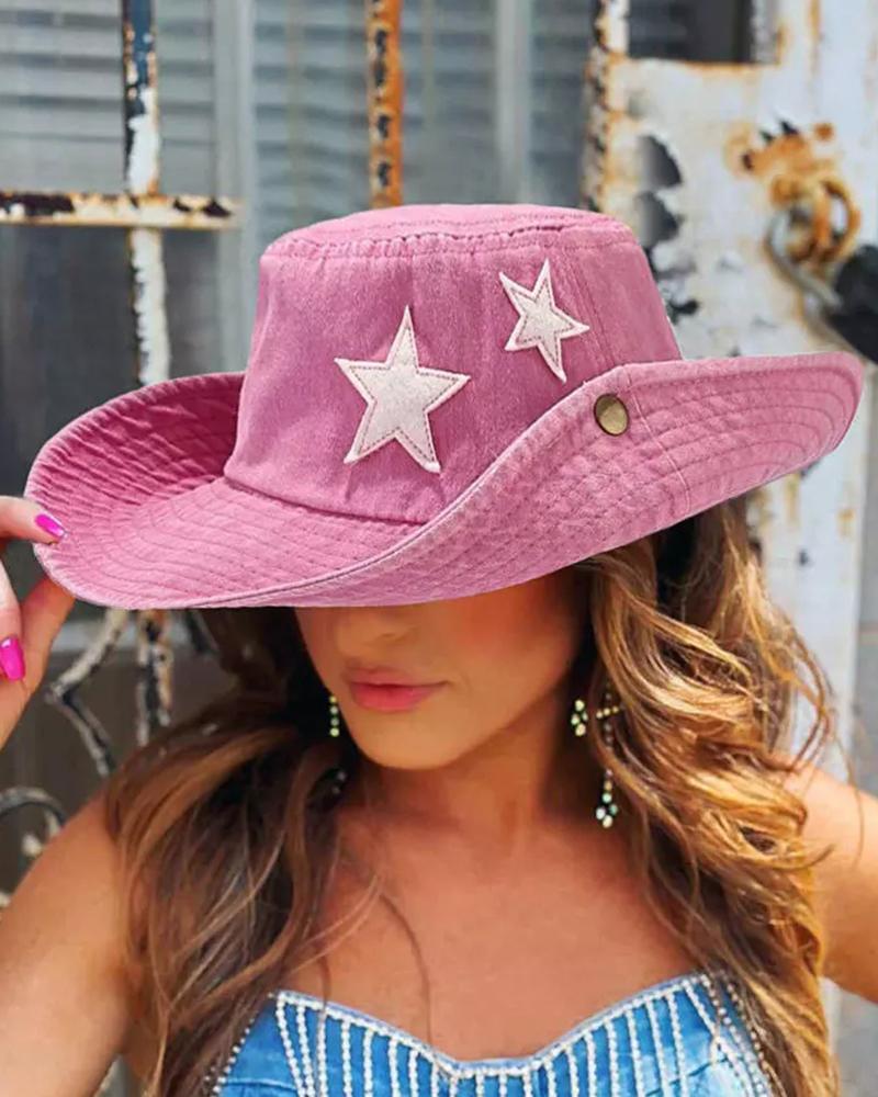 

Independence Day Star Print Western Cowboy Hat, Pink