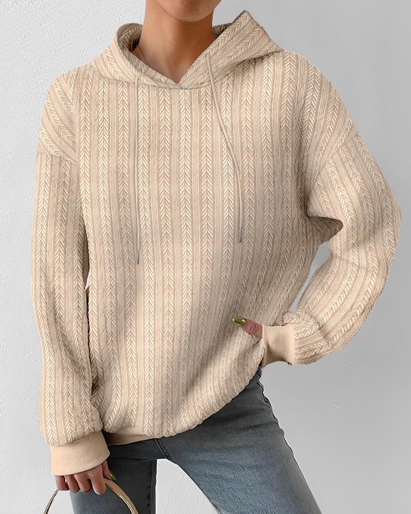 

Cable Textured Hooded Sweatshirt, Apricot