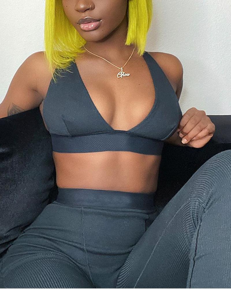 

Yoga Sports Bra Leggings Set, Black