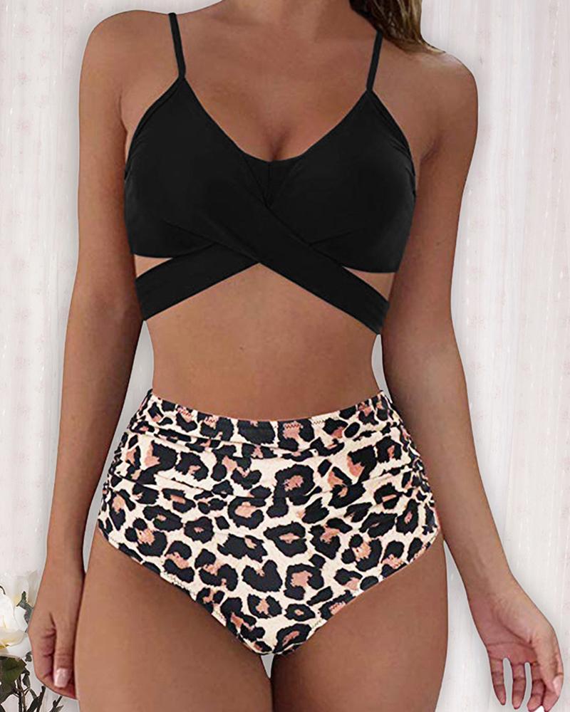 

Women Wrap Bikini Set Push Up High Waist 2 Piece Swimsuit, Black