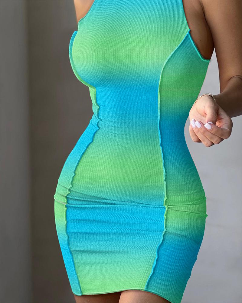 

Ombre Sleeveless Ribbed Bodycon Dress, Multicolor