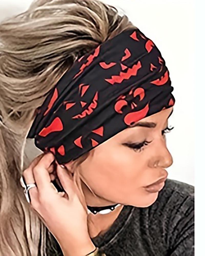

Halloween Scary Face Wide Elastic Sports Yoga Headband, Red
