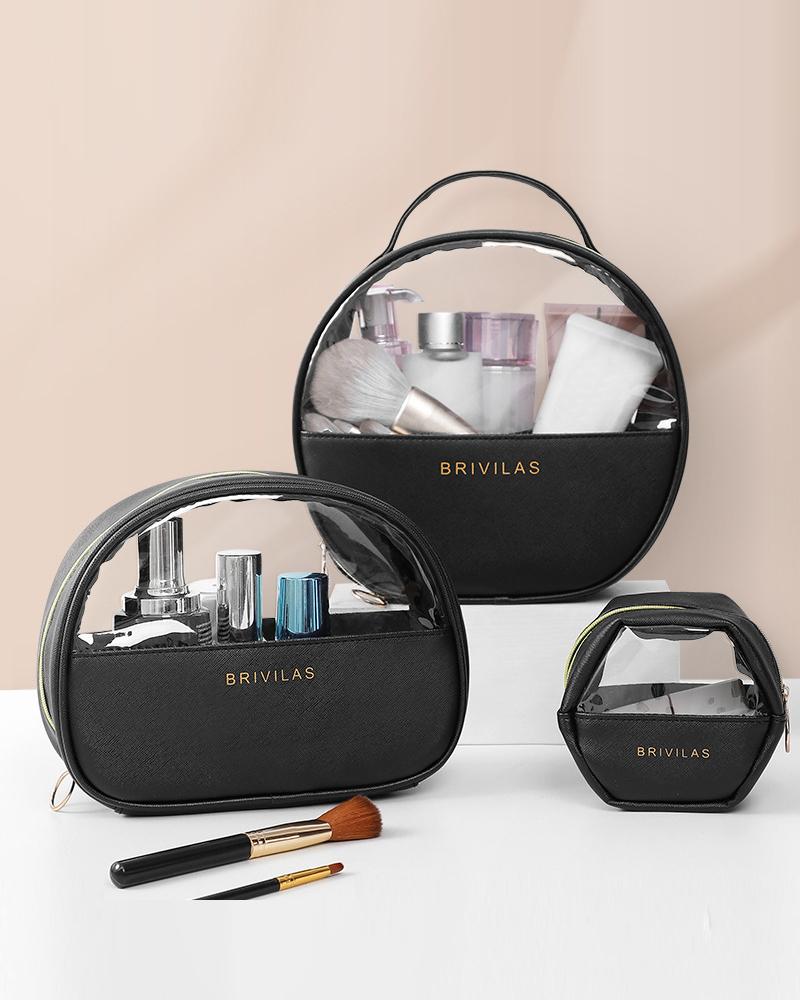 

Clear Makeup Bag Cosmetic Beauty Bag Portable Travel Pouch Multifunctional Toiletry Organizer, Black
