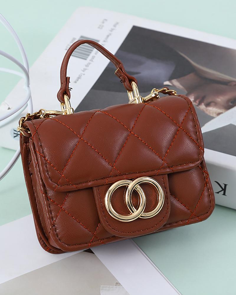 

Quilted Flap Satchel Handbag, Brown