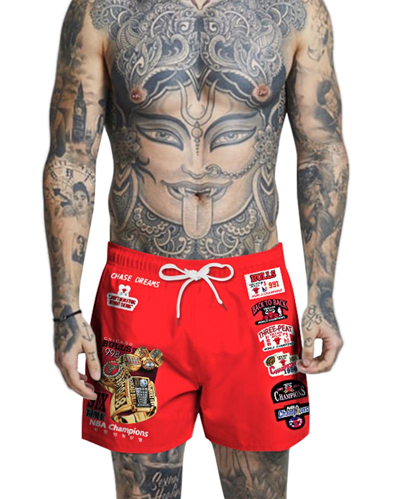 

Cartoon Print Drawstring Loose Short Pants, Style3