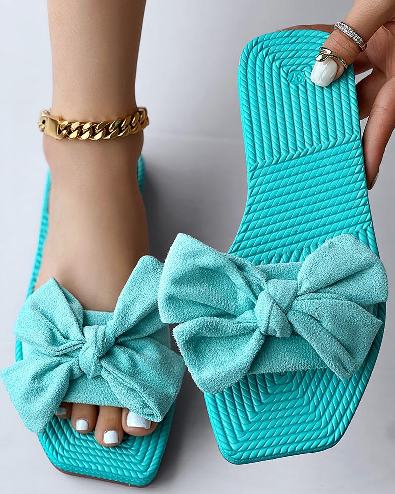 

Bowknot Design Summer Slippers, Blue