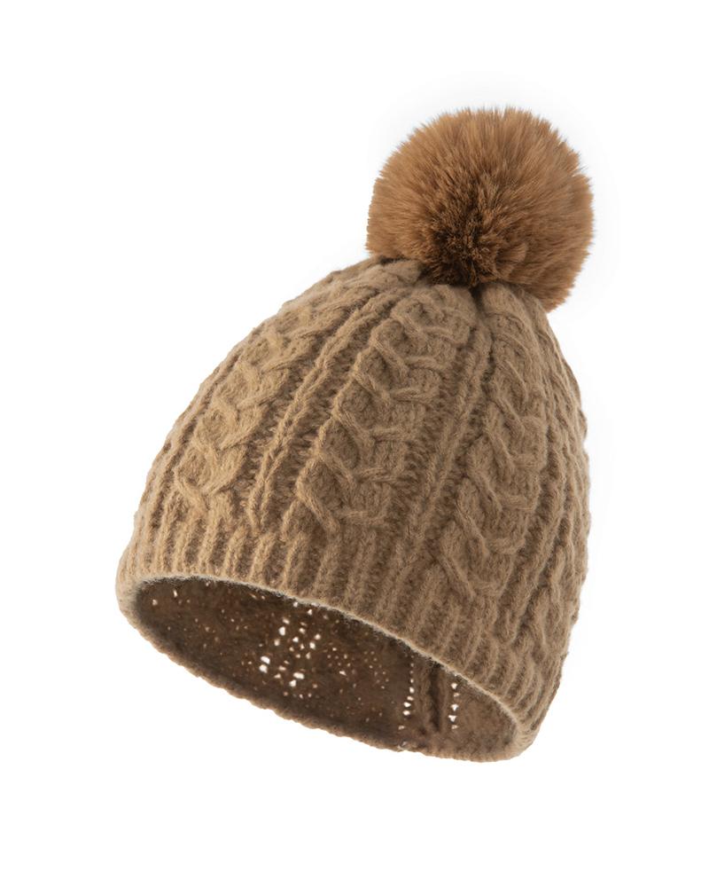 

Pom Pom Decor Knit Beanie, Khaki