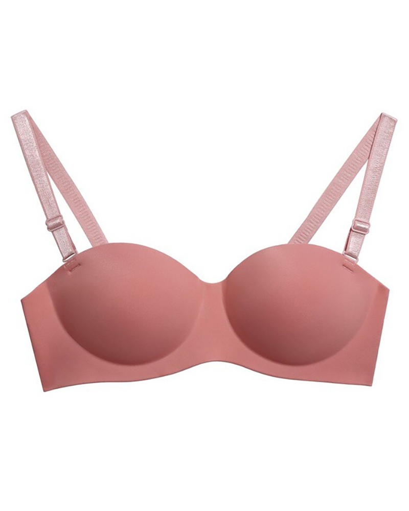 

Push Up Breathable Seamless Plain Bralette, Wine red