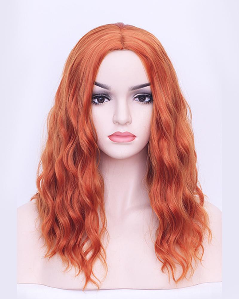 

Curly Hair Wig Natural Looking Synthetic Ombre Wavy Wigs, Orange