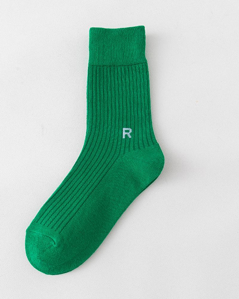 

1Pair Letter Pattern Warm Socks, Green