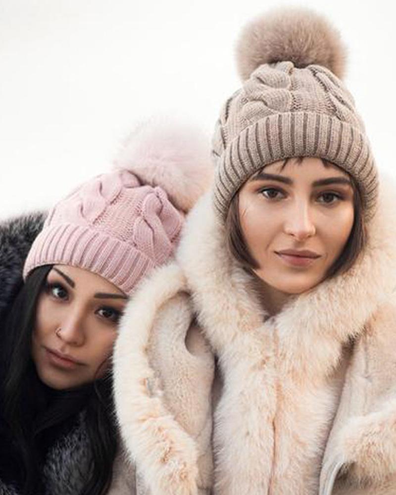 

Cable Knit Bennie Hat With Pom Pom, Beige