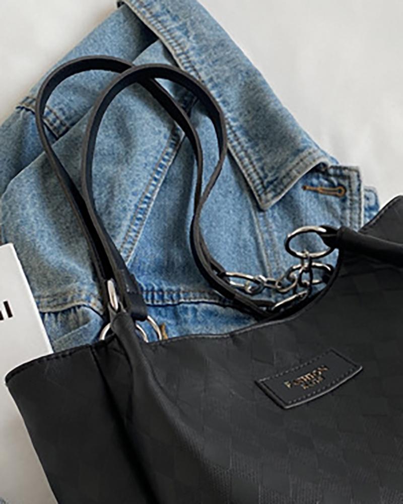

Chain Strap Tote Shoulder Bag, Black