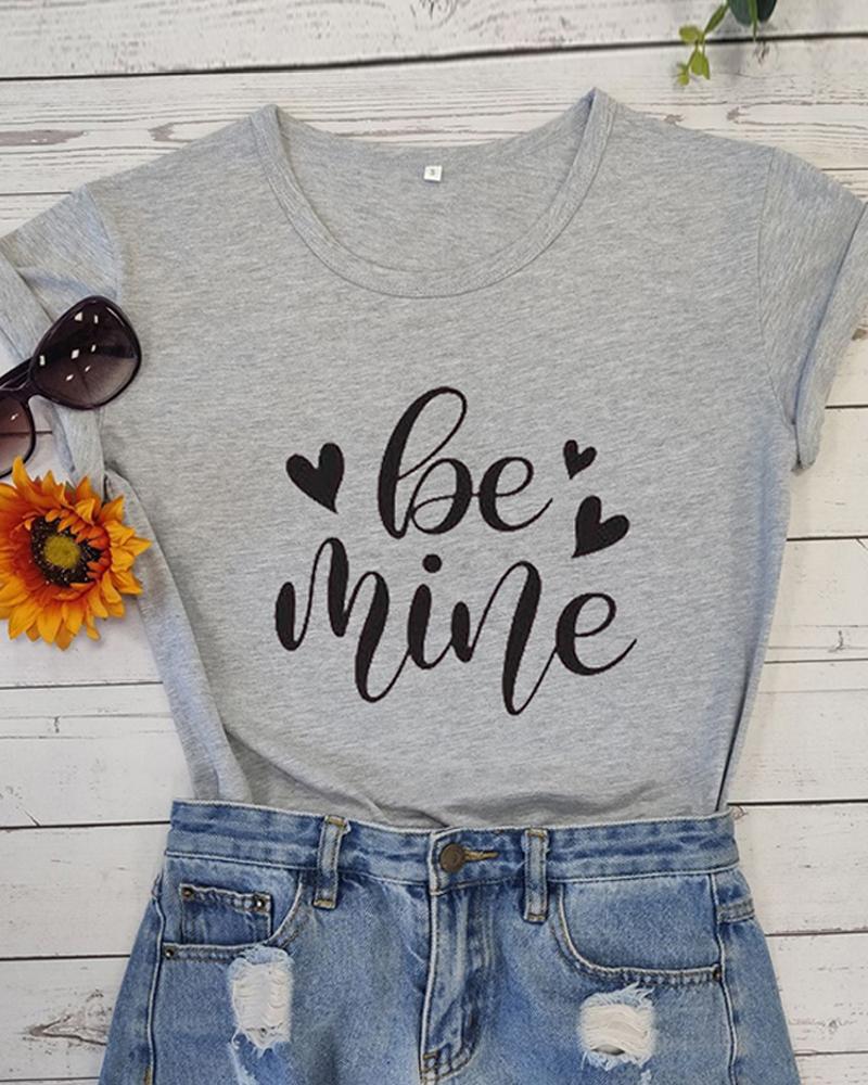 

Valentines Day Letter Heart Print T-shirt, Gray