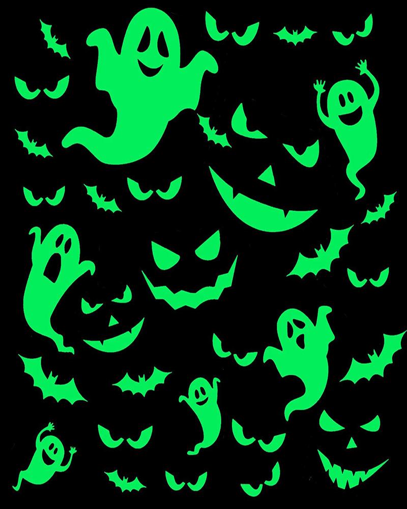 

Halloween Glow In The Dark Window Ornament Luminous Stickers For Halloween Theme Party, Lvs green