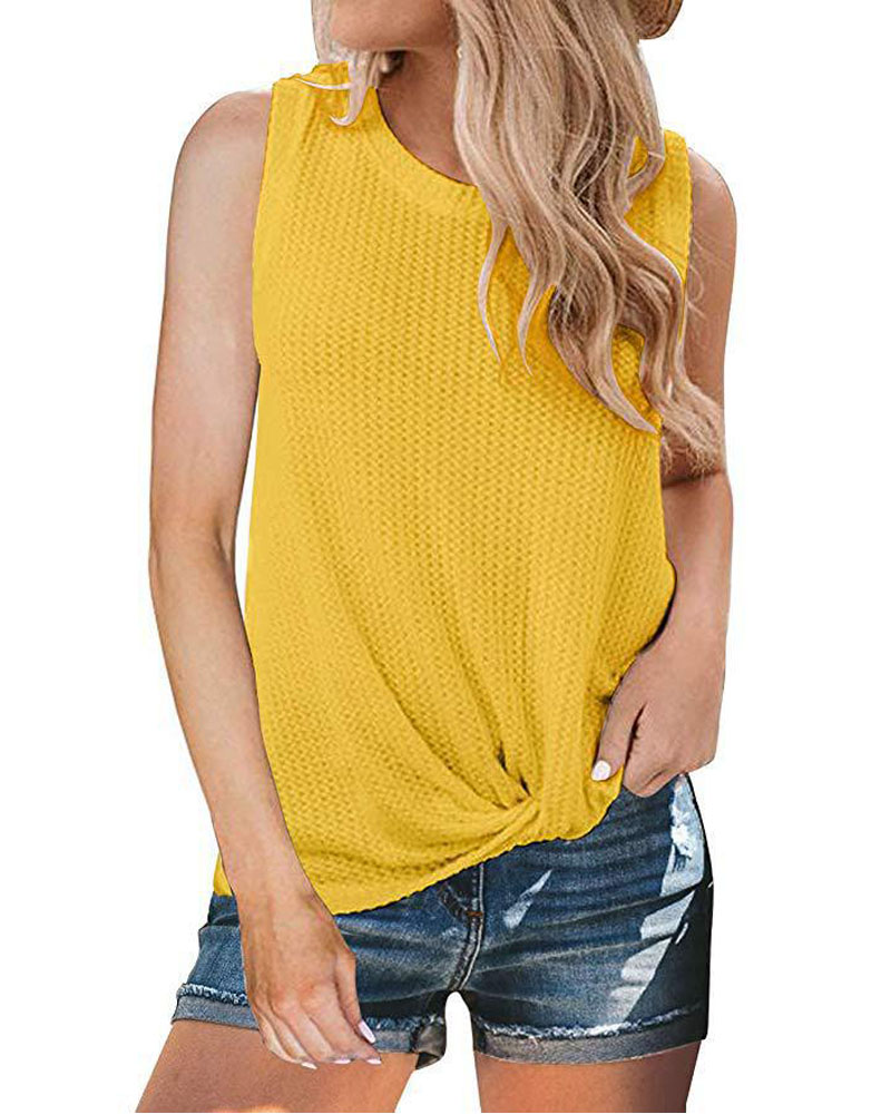 

Twist Design Casual Tank Top, Yellow