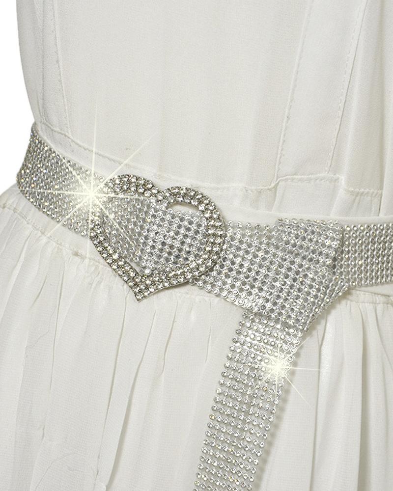 1 pc Boucle de Coeur Mousseux Strass Décor Ceinture