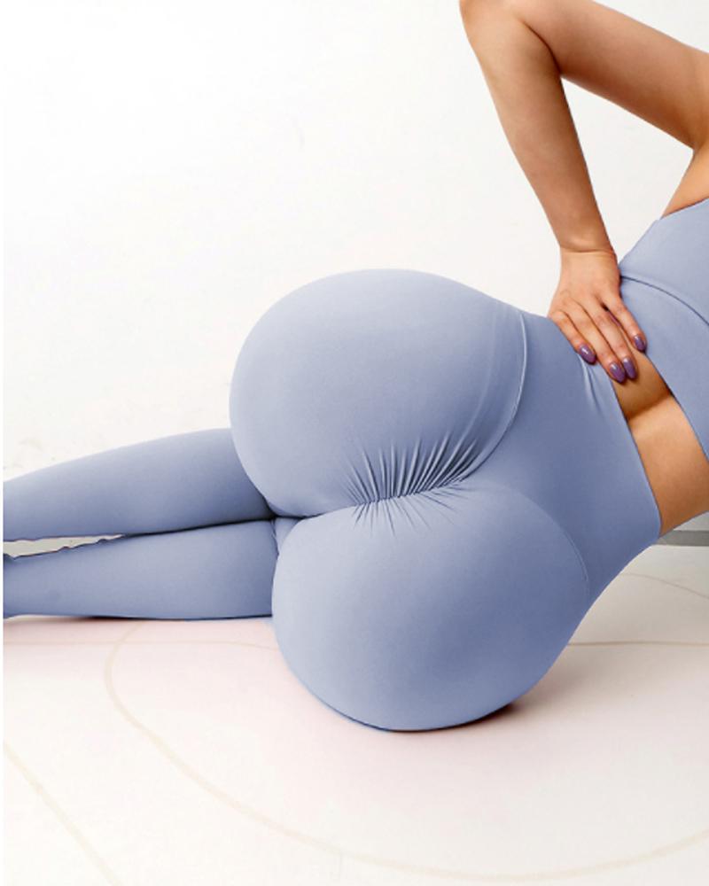 

High Waist Tummy Control Scrunch Butt Lifting Yoga Pants, Blue