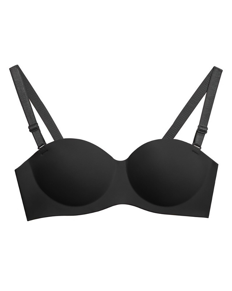 

Push Up Breathable Seamless Plain Bralette, Black