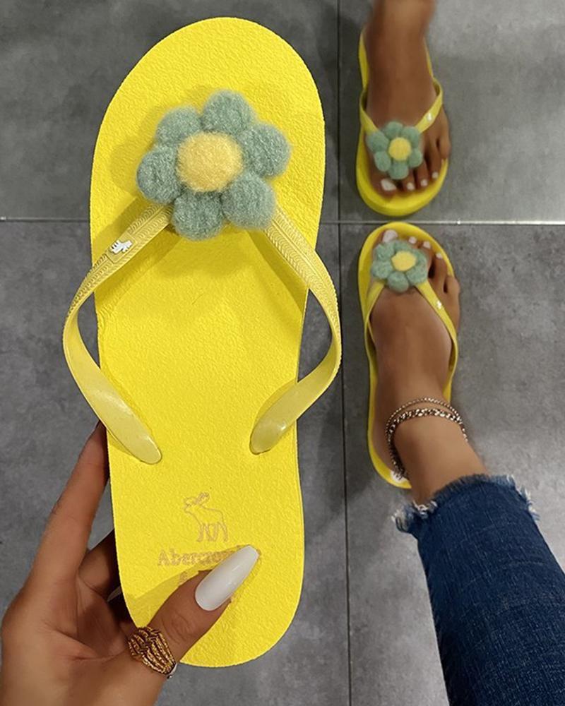 

Flower Patch Flip-flop Open-toe Flat Sandals Slippers, Yellow