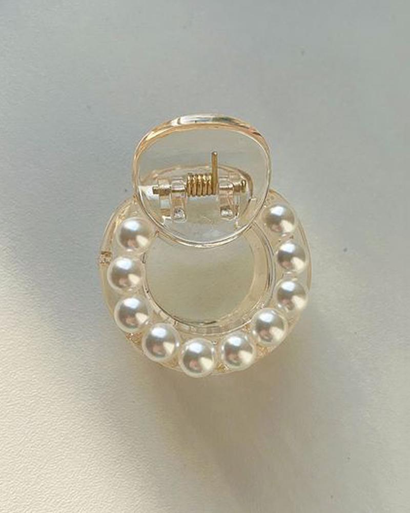 

1pcs Pearls Beaded Round Shaped Hair Claw, Style2