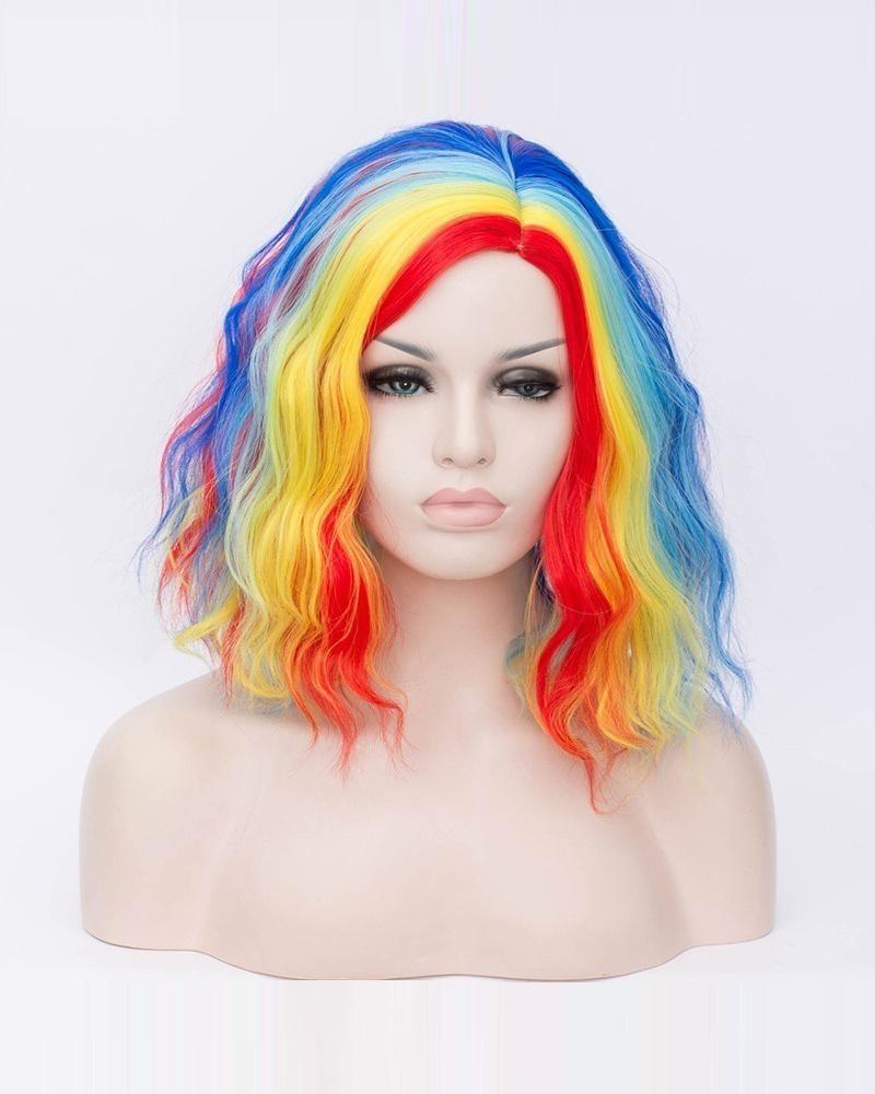 

Short Curly Hair Wig Shoulder Length Natural Looking Synthetic Wavy Bob Wigs Halloween Party Cosplay Wigs, Style2