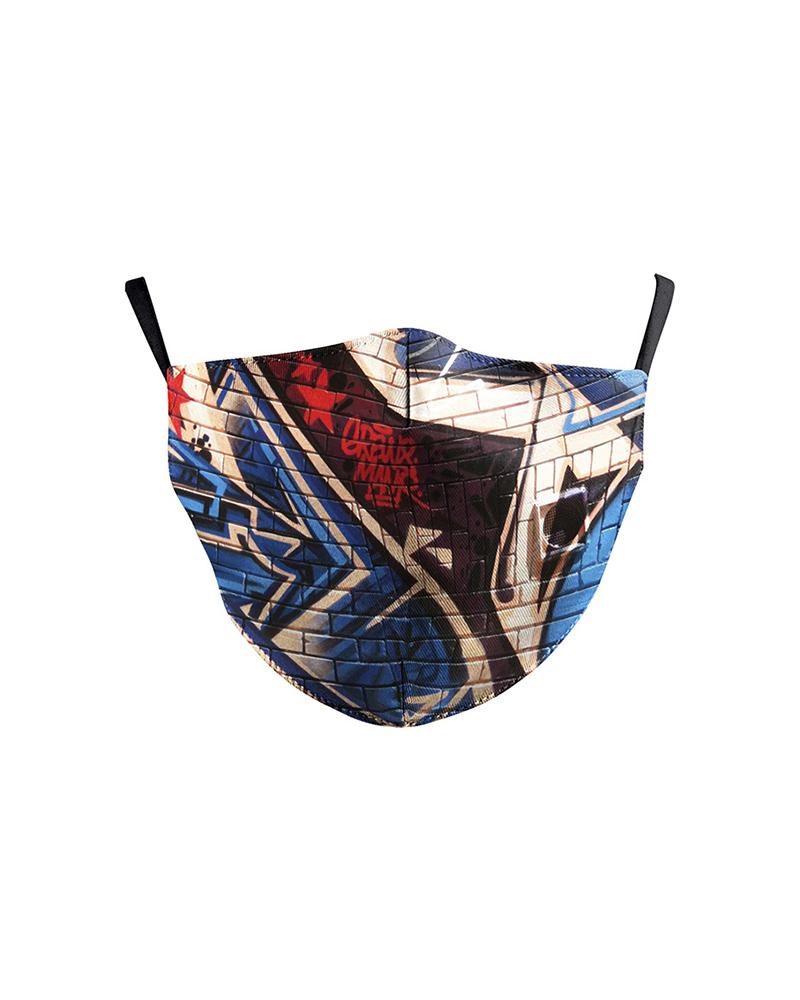 

Mouth Skull Print Colorblock Breathable Face Mask, Blue