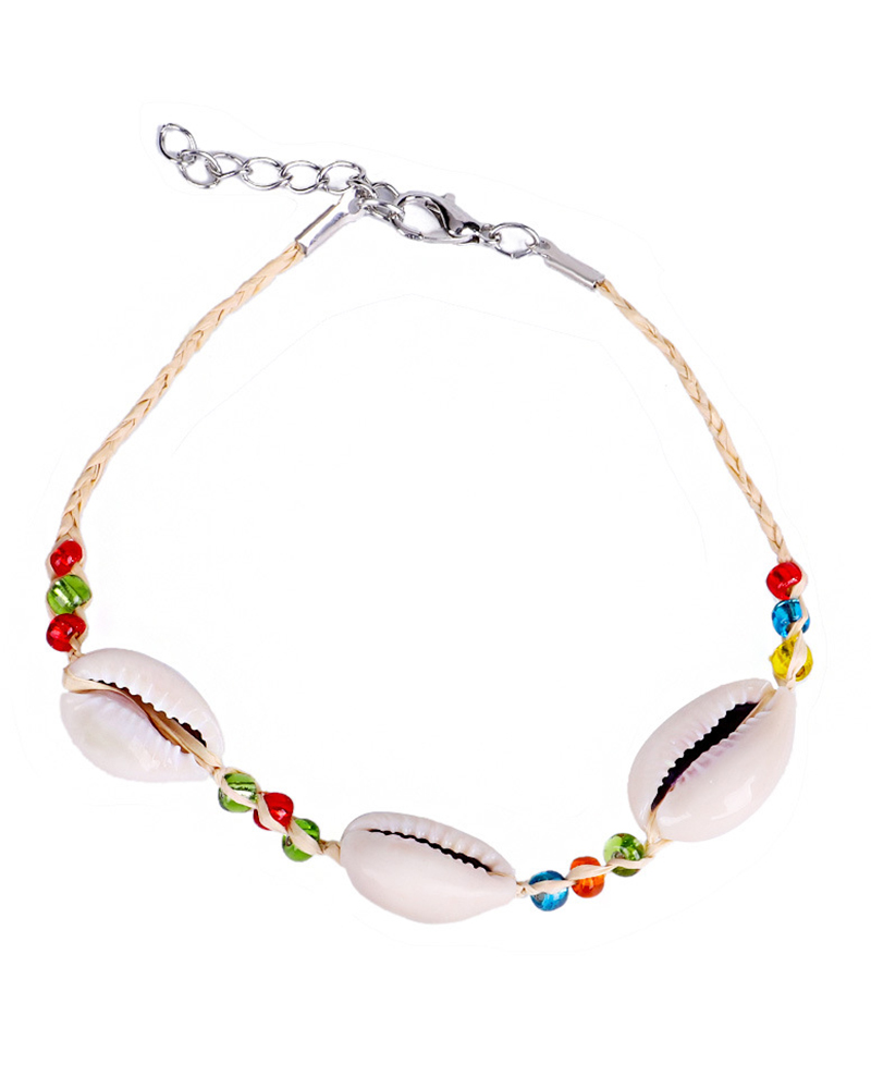 

1pc Bohemian Crystal Stone Beaded Tassel Anklet, White