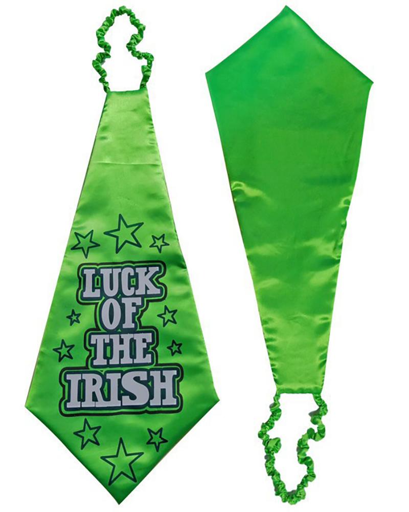 

St. Patrick's Day Letter Star Print Neck Tie, Green
