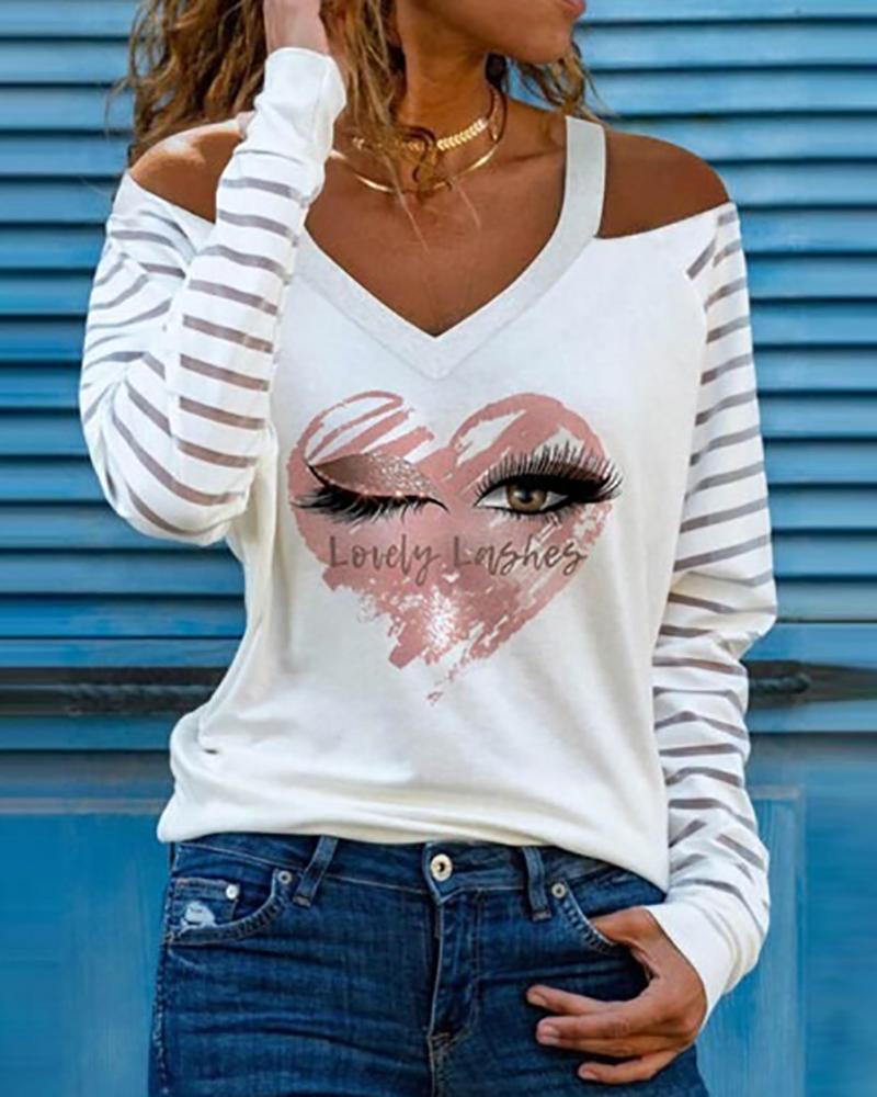 

Lip / Eyes Print Long Sleeve Top, Style2