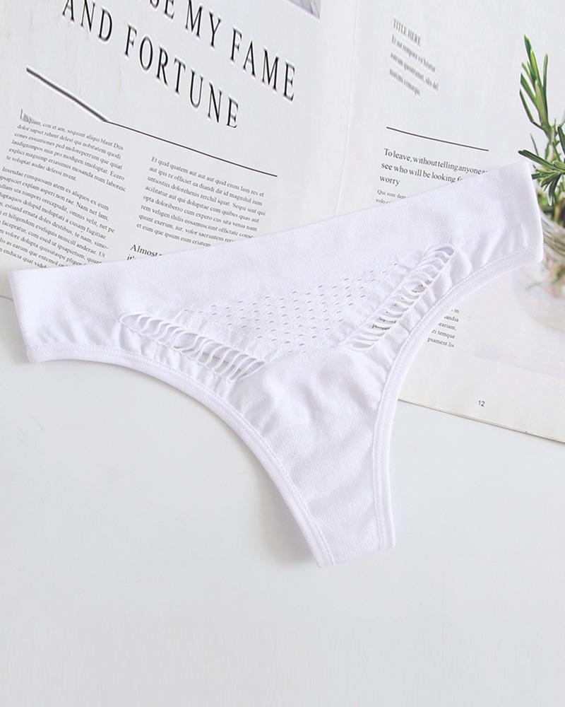 

Breathable Hollow Out Seamless Panty, White
