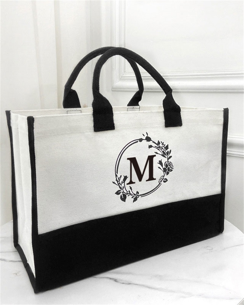 

Letter Print Large Capacity Tote Bag, Style6