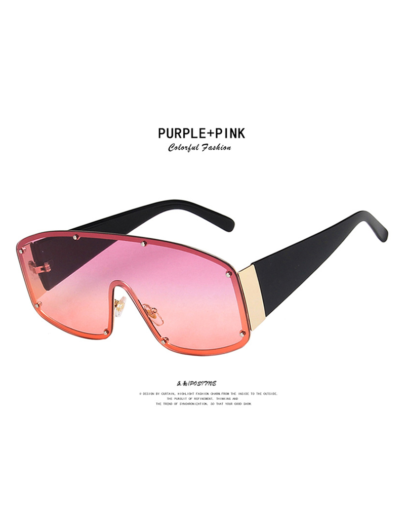

1Pair Ombre Lens Flat Top Shield Sunglasses, Pink