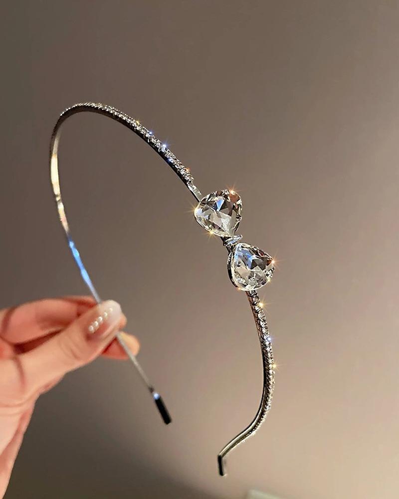 

1pc Rhinestone Butterfly Decor Headband, Silver