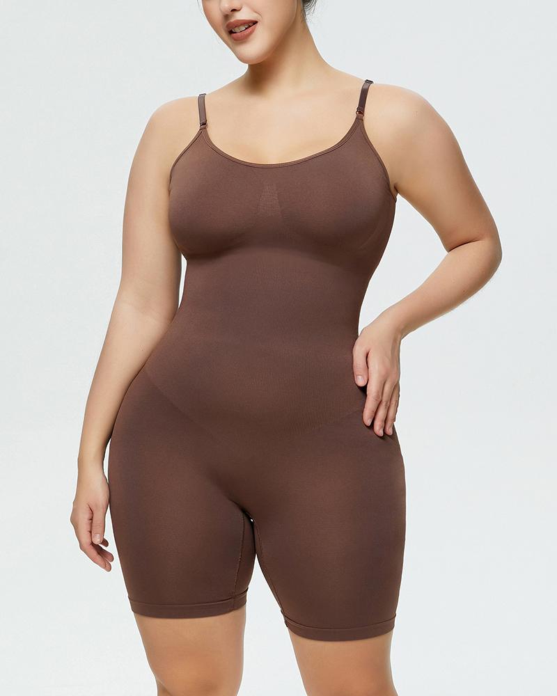 

Push Up Butt Lifting Tummy Control Adjustable Strap Seamless Shapewear, Coffee