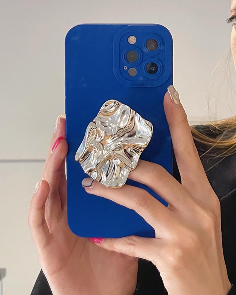 

Plain iPhone Case With Abstract Stand-Out Phone Grip, Blue