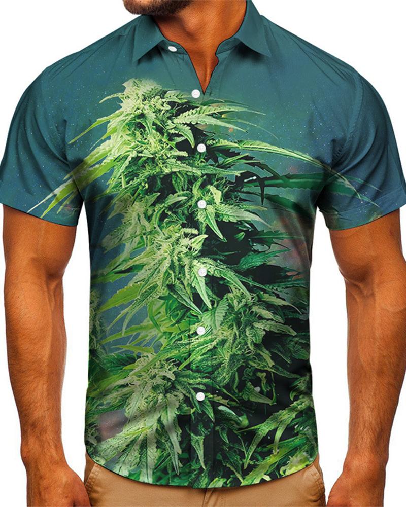 

Tropical Leaves Print Short Sleeve T-shirt, Multicolor