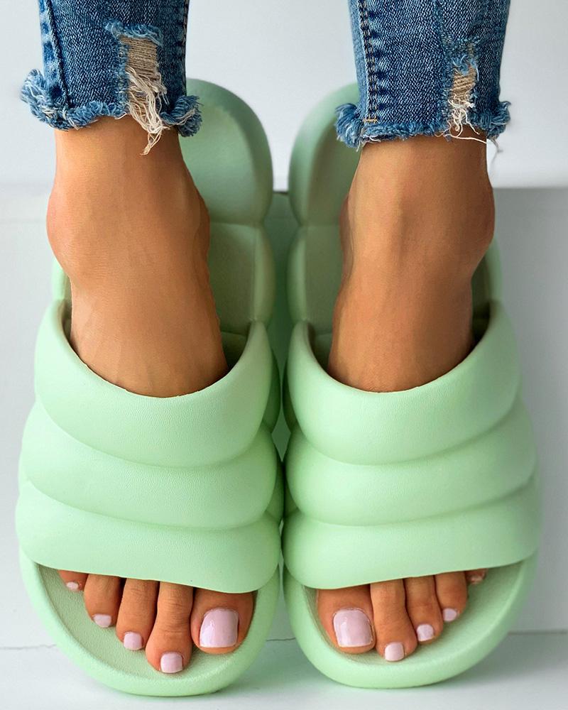 

Open Toe Casual Slide Slipper, Green