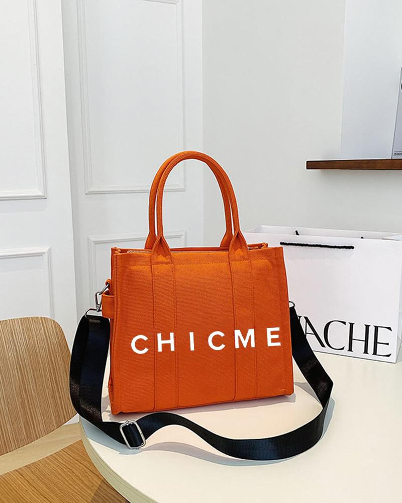 

ChicMe Print Canvas Small Tote Bag, Orange