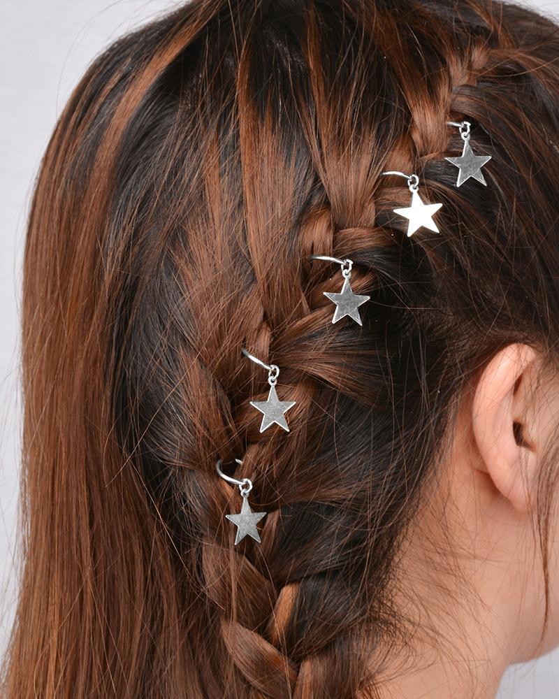 

5pcs Star Shaped Hair Clip, Silver