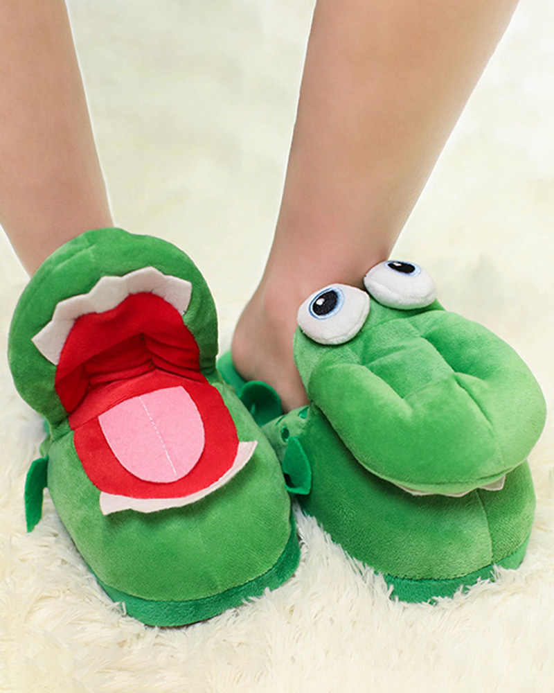 

Round Toe Cartoon Crocodile Slippers, Green